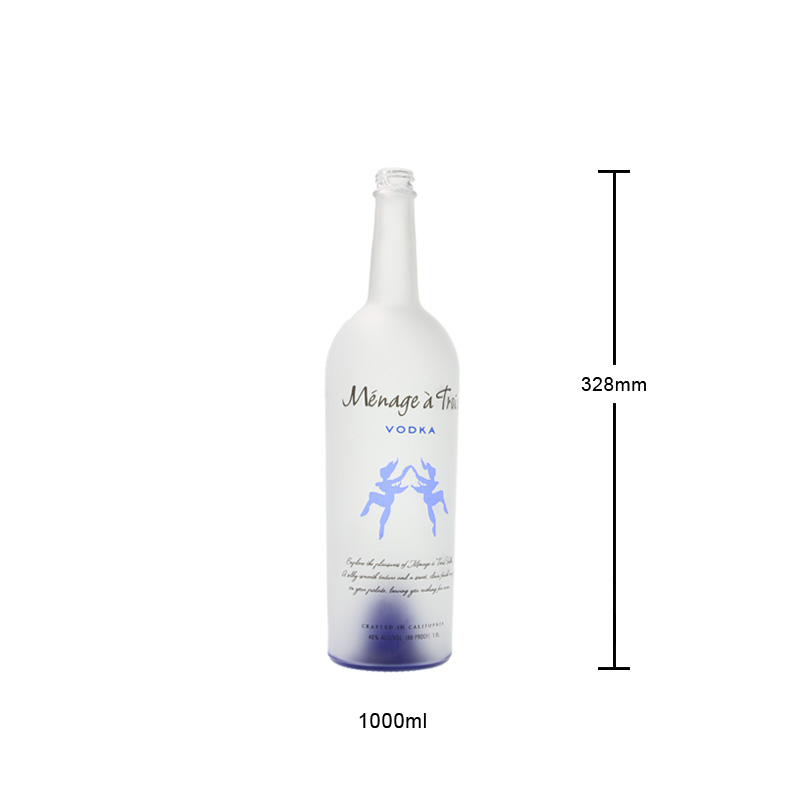 1000ml Frosted Glass Bottle for Liquor 100cl Custom Glass Bottle
