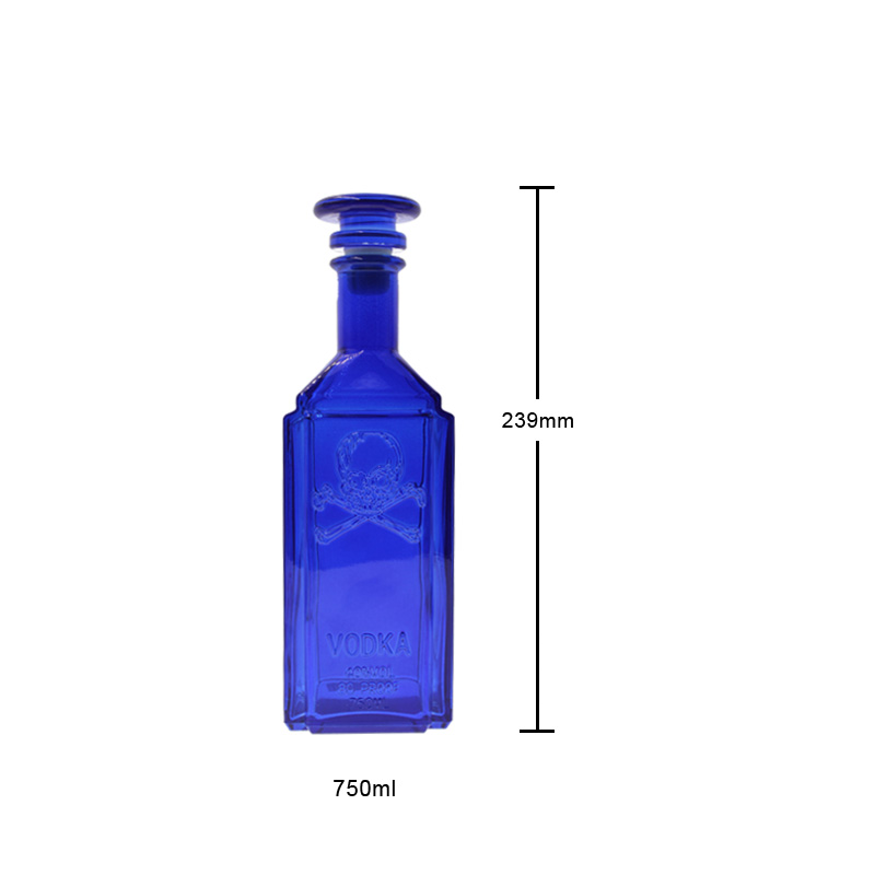 Paint Vodka Glass Bottle 750ml Blue Bottle