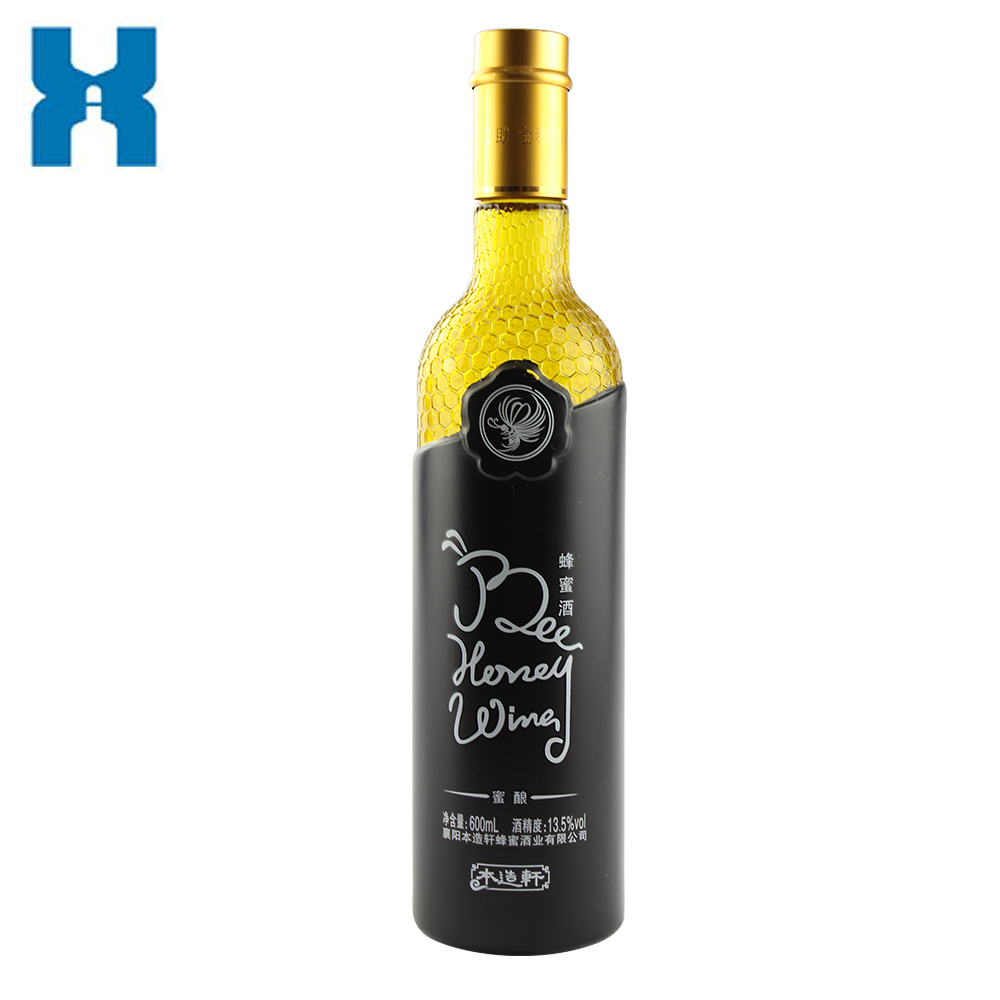 Matte Black 600ml Honey Wine Glass Bottle