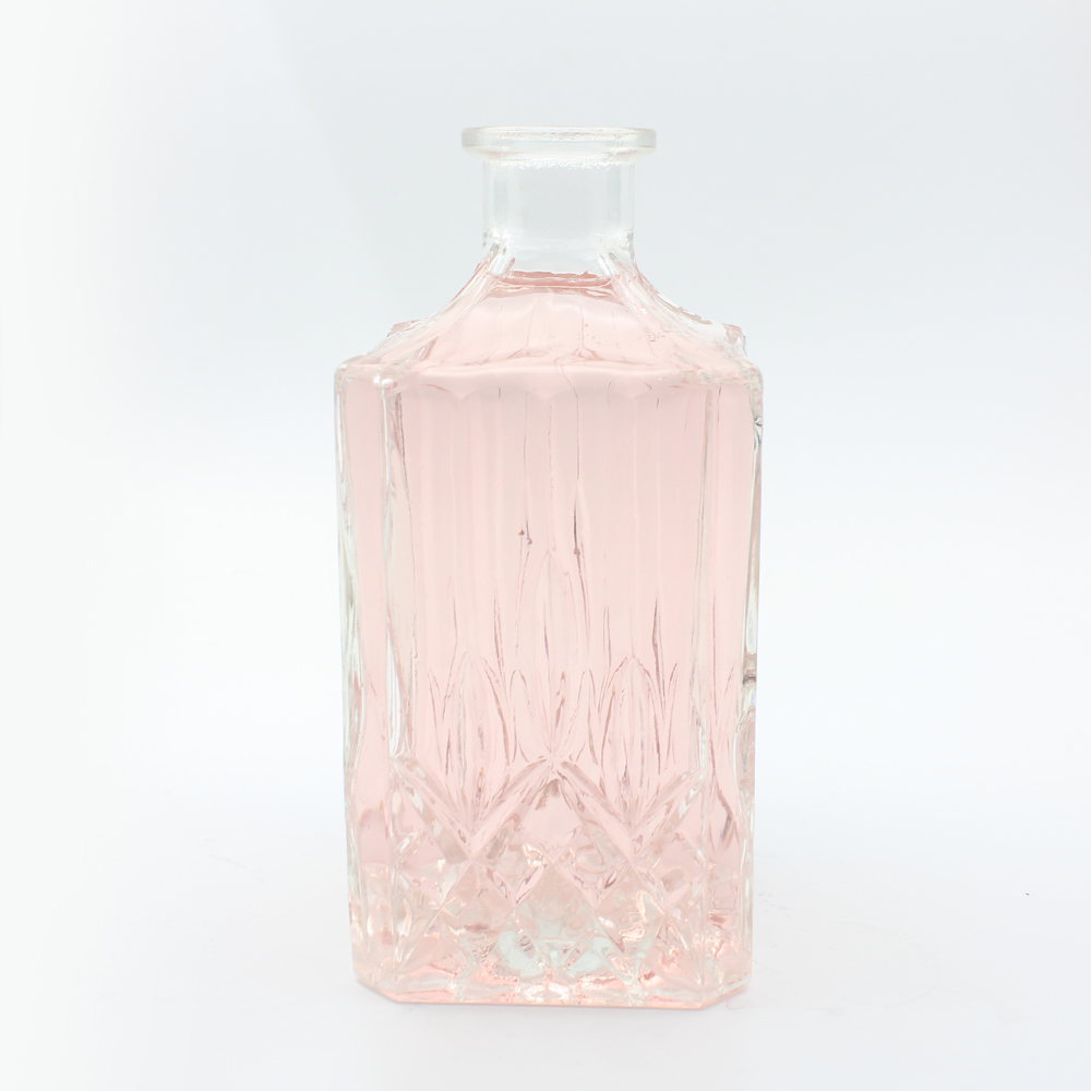 Square Clear Fancy 700ml Glass Spirit Bottle