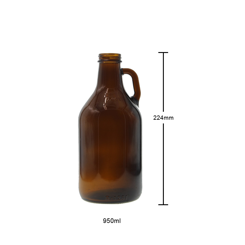 950ml Amber Spirits Glass Bottle with Handle